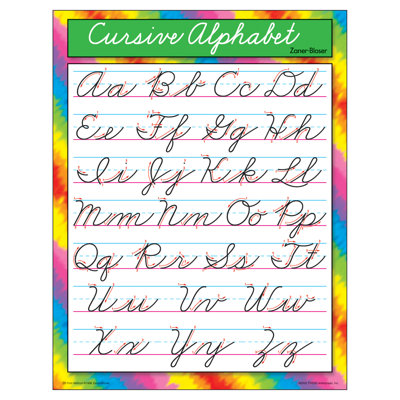 Trend Enterprises Cursive Alphabet Zanerbloser Chart | Wayfair